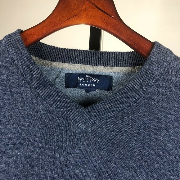 The Savile Row Co. Men's Pullover Sweater V Neck - Picture 2 of 4